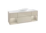 Villeroy und Boch Finion Waschtischunterschrank FD01HHHH 120cm, Abdeckplatte white matt, Regale sand matt lacquer, Sand Matt Lacquer
