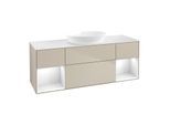 Villeroy und Boch Finion Waschtischunterschrank FD01GFHH 120cm, Abdeckplatte white matt, Regale Glossy white lacquer, Sand Matt Lacquer