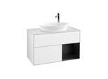 Villeroy und Boch Finion Waschtischunterschrank F901PDGF 100cm, Abdeckplatte white matt, Regale Black matt lacquer, Glossy white lacquer
