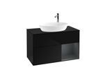 Villeroy und Boch Finion Waschtischunterschrank G902HGPH 100cm, Abdeckplatte black matt, Emotion, Regale Midnight matt lacquer, Glossy Black Lacquer