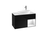 Villeroy und Boch Finion Waschtischunterschrank F901GFPH 100cm, Abdeckplatte white matt, Regale Glossy white lacquer, Glossy Black Lacquer
