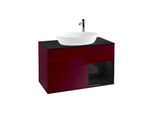 Villeroy und Boch Finion Waschtischunterschrank G902PHHB 100cm, Abdeckplatte black matt, Emotion, Regale Glossy black lacquer, Peony Matt