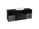 Villeroy und Boch Finion Waschtischunterschrank FD02GKPH 120cm, Abdeckplatte black matt, Regale Anthracite matt lacquer, Glossy Black Lacquer