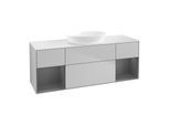 Villeroy und Boch Finion Waschtischunterschrank FD01GKGJ 120cm, Abdeckplatte white matt, Regale Anthracite matt lacquer, Light grey matt