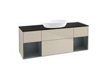 Villeroy und Boch Finion Waschtischunterschrank FD02HGHH 120cm, Abdeckplatte black matt, Regale Midnight matt lacquer, Sand Matt Lacquer