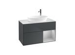 Villeroy und Boch Finion Waschtischunterschrank F901GJHG 100cm, Abdeckplatte white matt, Regale Light grey matt lacquer, Midnight Blue Matt Lacquer