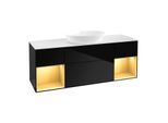 Villeroy und Boch Finion Waschtischunterschrank GD01HFPH 120cm, Abdeckplatte white matt, Emotion, Regale Gold matt lacquer, Glossy Black Lacquer