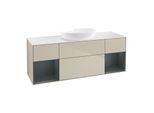 Villeroy und Boch Finion Waschtischunterschrank GD01HGHH 120cm, Abdeckplatte white matt, Emotion, Regale Midnight matt lacquer, Sand Matt Lacquer