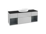 Villeroy und Boch Finion Waschtischunterschrank FD02HGGJ 120cm, Abdeckplatte black matt, Regale Midnight matt lacquer, Light grey matt