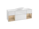 Villeroy und Boch Finion Waschtischunterschrank FD01PCMT 120cm, Abdeckplatte white matt, Regale Oak Veneer, White matt lacquer