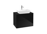 Villeroy und Boch Finion Waschtischunterschrank F75200PH 80x60,3cm, Abdeckplatte black matt, Glossy Black Lacquer