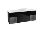 Villeroy und Boch Finion Waschtischunterschrank FD01GKPH 120cm, Abdeckplatte white matt, Regale Anthracite matt lacquer, Glossy Black Lacquer