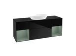 Villeroy und Boch Finion Waschtischunterschrank FD02GMPH 120cm, Abdeckplatte black matt, Regale Olive matt lacquer, Glossy Black Lacquer