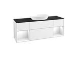 Villeroy und Boch Finion Waschtischunterschrank FD02GFGF 120cm, Abdeckplatte black matt, Regale Glossy white lacquer, Glossy white lacquer