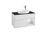 Villeroy und Boch Finion Waschtischunterschrank G902MTMT 100cm, Abdeckplatte black matt, Emotion, Regale White matt lacquer, White matt lacquer