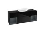 Villeroy und Boch Finion Waschtischunterschrank FD02HGPH 120cm, Abdeckplatte black matt, Regale Midnight matt lacquer, Glossy Black Lacquer