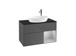 Villeroy und Boch Finion Waschtischunterschrank G902GJGK 100cm, Abdeckplatte black matt, Emotion, Regale Light grey matt lacquer, Anthracite matt