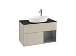 Villeroy und Boch Finion Waschtischunterschrank F902GKHH 100cm, Abdeckplatte black matt, Regale Anthracite matt lacquer, Sand Matt Lacquer
