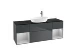 Villeroy und Boch Finion Waschtischunterschrank F982GJHG 160cm, Abdeckplatte black matt, Regale Light grey matt lacquer, Midnight Blue Matt Lacquer