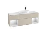 Villeroy und Boch Finion Waschtischunterschrank F981MTHH 160cm, Abdeckplatte white matt, Regale White matt lacquer, Sand Matt Lacquer