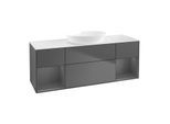 Villeroy und Boch Finion Waschtischunterschrank FD01GKGK 120cm, Abdeckplatte white matt, Regale Anthracite matt lacquer, Anthracite matt