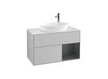 Villeroy und Boch Finion Waschtischunterschrank G901HGGJ 100cm, Abdeckplatte white matt, Emotion, Regale Midnight matt lacquer, Light grey matt