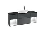 Villeroy und Boch Finion Waschtischunterschrank F982GFHG 160cm, Abdeckplatte black matt, Regale Glossy white lacquer, Midnight Blue Matt Lacquer