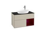 Villeroy und Boch Finion Waschtischunterschrank F902HBHH 100cm, Abdeckplatte black matt, Regale Peony matt lacquer, Sand Matt Lacquer
