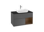 Villeroy und Boch Finion Waschtischunterschrank G782GNGK 100cm, Abdeckplatte black matt, Emotion, Regale Walnut Veneer, Anthracite matt