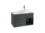 Villeroy und Boch Finion Waschtischunterschrank F901PHHG 100cm, Abdeckplatte white matt, Regale Glossy black lacquer, Midnight Blue Matt Lacquer