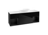 Villeroy und Boch Finion Waschtischunterschrank FD01PDPH 120cm, Abdeckplatte white matt, Regale Black matt lacquer, Glossy Black Lacquer