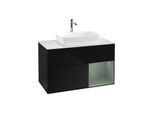 Villeroy und Boch Finion Waschtischunterschrank G781GMPH 100cm, Abdeckplatte white matt, Emotion, Regale Olive matt lacquer, Glossy Black Lacquer