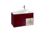 Villeroy und Boch Finion Waschtischunterschrank G901HHHB 100cm, Abdeckplatte white matt, Emotion, Regale sand matt lacquer, Peony Matt