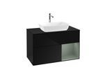 Villeroy und Boch Finion Waschtischunterschrank G782GMPH 100cm, Abdeckplatte black matt, Emotion, Regale Olive matt lacquer, Glossy Black Lacquer