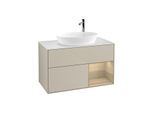 Villeroy und Boch Finion Waschtischunterschrank G901PCHH 100cm, Abdeckplatte white matt, Emotion, Regale Oak Veneer, Sand Matt Lacquer