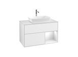 Villeroy und Boch Finion Waschtischunterschrank G781GFGF 100cm, Abdeckplatte white matt, Emotion, Regale Glossy white lacquer, Glossy white lacquer