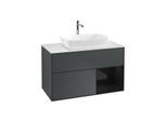 Villeroy und Boch Finion Waschtischunterschrank G781PHHG 100cm, Abdeckplatte white matt, Emotion, Regale Glossy black lacquer, Midnight Blue Matt Lacquer