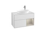 Villeroy und Boch Finion Waschtischunterschrank F901HHMT 100cm, Abdeckplatte white matt, Regale sand matt lacquer, White matt lacquer