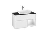 Villeroy und Boch Finion Waschtischunterschrank G782MTGF 100cm, Abdeckplatte black matt, Emotion, Regale White matt lacquer, Glossy white lacquer