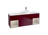 Villeroy und Boch Finion Waschtischunterschrank F981HHHB 160cm, Abdeckplatte white matt, Regale sand matt lacquer, Peony Matt