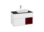 Villeroy und Boch Finion Waschtischunterschrank G782HBGF 100cm, Abdeckplatte black matt, Emotion, Regale Peony matt lacquer, Glossy white lacquer