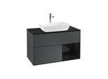 Villeroy und Boch Finion Waschtischunterschrank G782PHHG 100cm, Abdeckplatte black matt, Emotion, Regale Glossy black lacquer, Midnight Blue Matt Lacquer
