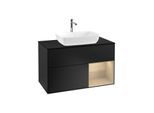 Villeroy und Boch Finion Waschtischunterschrank G782PCPD 100cm, Abdeckplatte black matt, Emotion, Regale Oak Veneer, Black matt lacquer