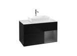 Villeroy und Boch Finion Waschtischunterschrank G781GKPH 100cm, Abdeckplatte white matt, Emotion, Regale Anthracite matt lacquer, Glossy Black Lacquer
