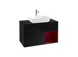 Villeroy und Boch Finion Waschtischunterschrank G782HBPH 100cm, Abdeckplatte black matt, Emotion, Regale Peony matt lacquer, Glossy Black Lacquer