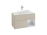 Villeroy und Boch Finion Waschtischunterschrank G781GJHH 100cm, Abdeckplatte white matt, Emotion, Regale Light grey matt lacquer, Sand Matt Lacquer