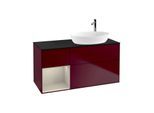Villeroy und Boch Finion Waschtischunterschrank G922HHHB 120cm, Abdeckplatte black matt, Emotion, Regale sand matt lacquer, Peony Matt
