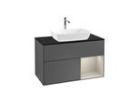 Villeroy und Boch Finion Waschtischunterschrank G782HHGK 100cm, Abdeckplatte black matt, Emotion, Regale sand matt lacquer, Anthracite matt