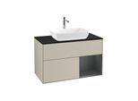 Villeroy und Boch Finion Waschtischunterschrank G782HGHH 100cm, Abdeckplatte black matt, Emotion, Regale Midnight matt lacquer, Sand Matt Lacquer