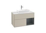 Villeroy und Boch Finion Waschtischunterschrank G781HGHH 100cm, Abdeckplatte white matt, Emotion, Regale Midnight matt lacquer, Sand Matt Lacquer